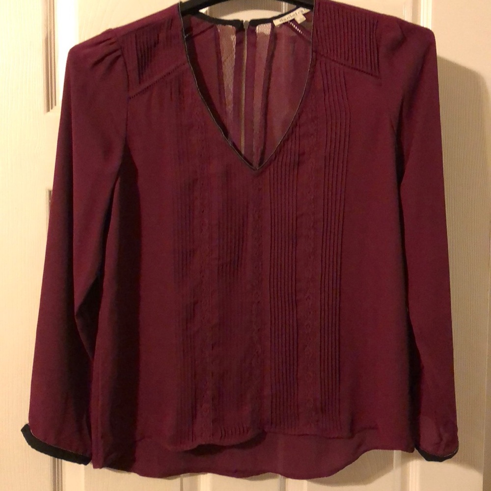 Plum and Black Pintucked Blouse